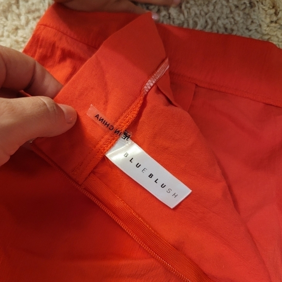 BLUE BLUSH Red Puff Off Shoulder Crop Top High Waist Lace-up Corset Shorts Set L - Picture 10 of 16